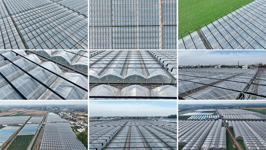 4K航拍现代农业智慧农业玻璃温室大棚高清在线视频素材下载