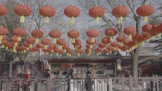 北京胡同过年街景气氛 春节街景氛围