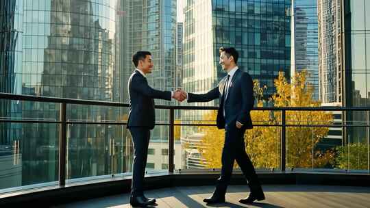 商务人士握手合作 商务精英达成合作协议