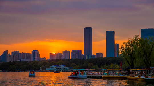 湖南长沙烈士公园地标夕阳景点延时摄影
