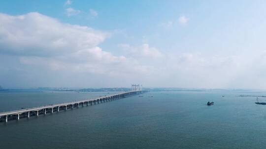 泉州湾跨海大桥延时航拍海上大桥大海桥梁视频素材模板下载