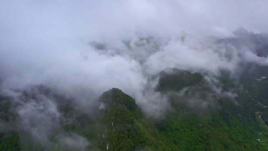 航拍雨后群山云雾缭绕山峦叠嶂山脉山川
