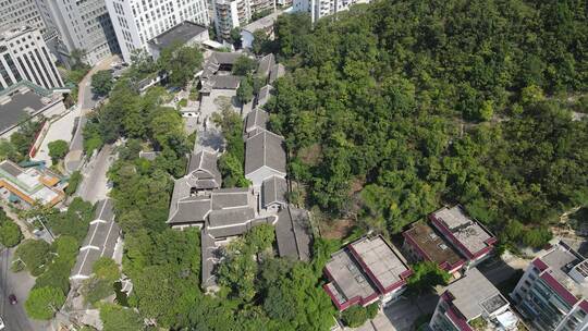 航拍贵州省贵阳市云岩区阳明祠