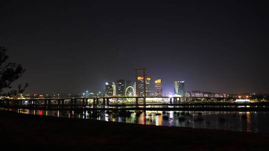 泉州东海泰禾夜景城市夜景江滨晋江大桥夜景