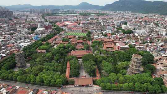 福建泉州古西街钟楼开元寺航拍