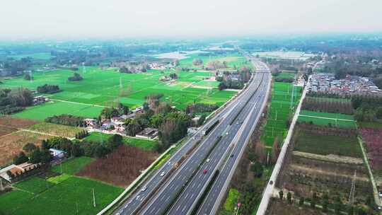 四川盆地高速公路航拍2视频素材模板下载