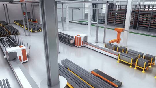工业自动化生产线工业4.0三维动画