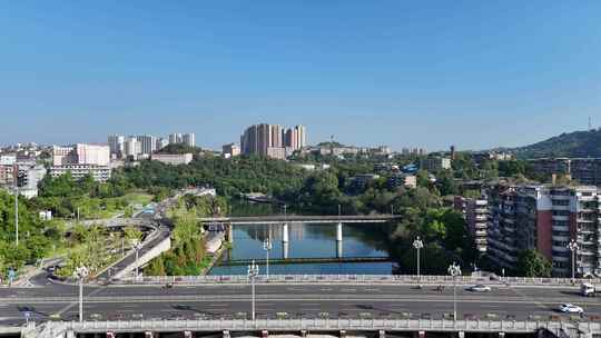 航拍四川自贡东兴寺大桥