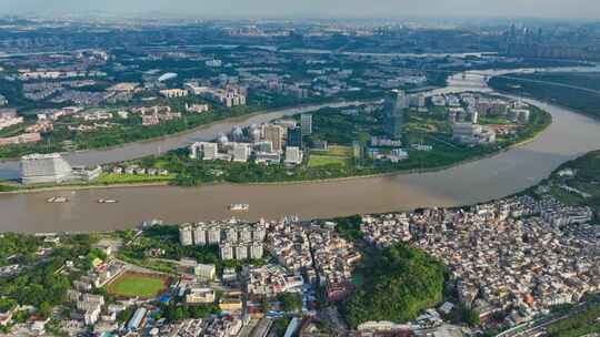 广州生物岛航拍大学城