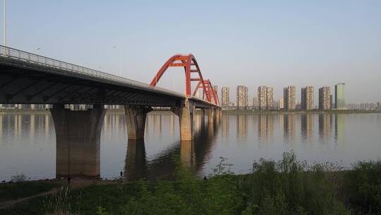 航拍湖南长沙湘江福元路大桥