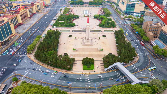 南昌八一广场延时 江西地标车流航拍高清在线视频素材下载