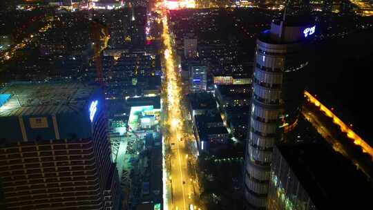 南京市城市车流夜景航拍延时素材