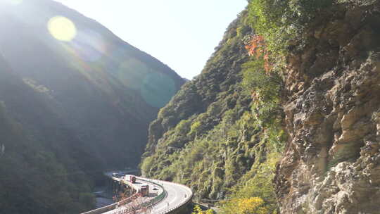 秦岭山脉秋季风景视频素材模板下载