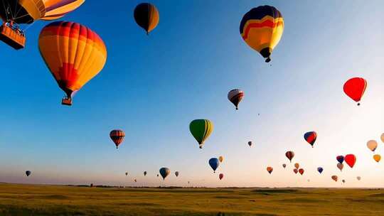 天空中飞行的多彩热气球