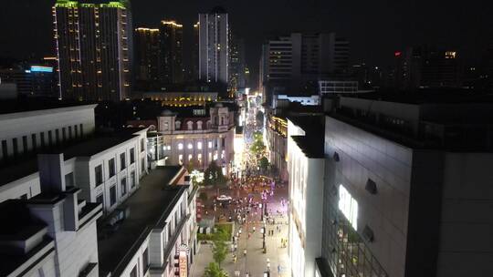 青岛台东步行街夜景航拍