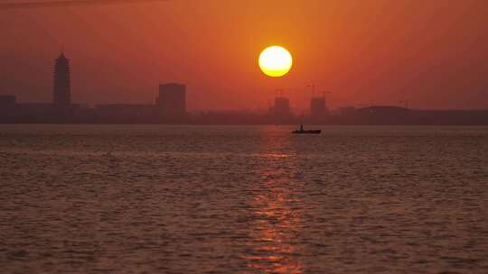 海边夕阳 黄昏日落 金色江水 治愈唯美 浪漫