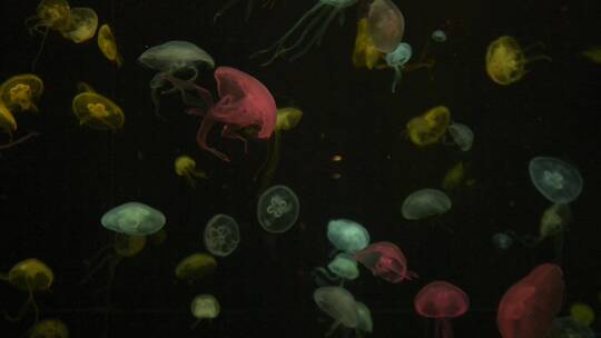 彩色水母、水族馆水母