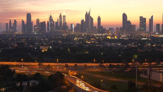 迪拜城市风光延时摄影