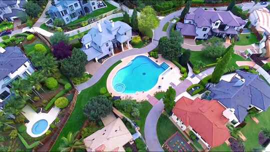 别墅小区空中俯瞰全景