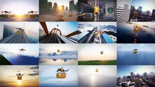 4K超长国家发展低空经济无人机合集高清在线视频素材下载