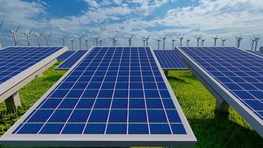 4K 太阳能电池板光伏新能源发电厂