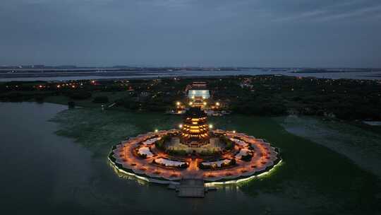 苏州文化地标阳澄湖重元寺（航拍运镜）