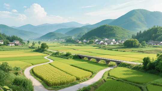 贵州乡村稻田秋分丰收航拍美丽乡村视频