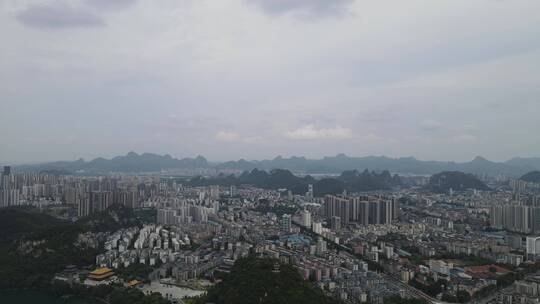 航拍广西柳州城市风光