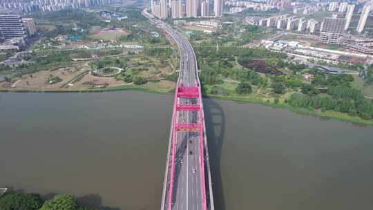江西赣州新世纪大桥交通航拍视频素材模板下载