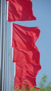 飘扬的红旗旗帜旗杆红色旗子