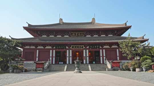 大雄宝殿寺庙上海嘉定南翔云翔寺中式建筑视频素材模板下载