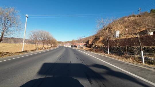 行车视角道路两侧绿化风景开车第一视角开车视频素材模板下载