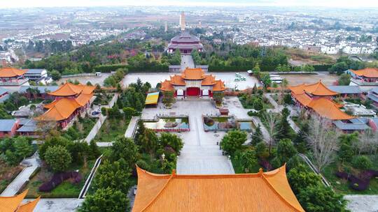 云南大理崇圣寺三塔航拍视频素材模板下载