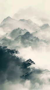 中国风水墨山水意境背景（竖屏）