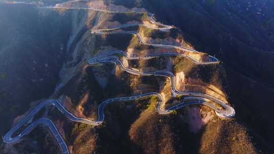 航拍冬季太行山盘山公路自然风光