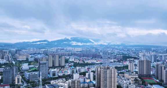 雨后九江烟云城景航拍延时