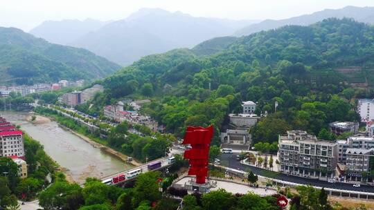 河南信阳新县的城市新貌视频素材模板下载