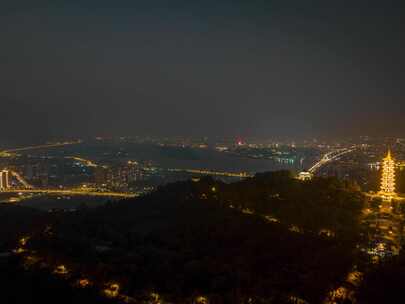 佛山西江流域九江镇夜景航拍延时