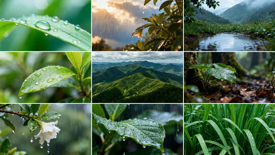 水大自然森林雨滴下雨河流山水农业风景水滴高清在线视频素材下载
