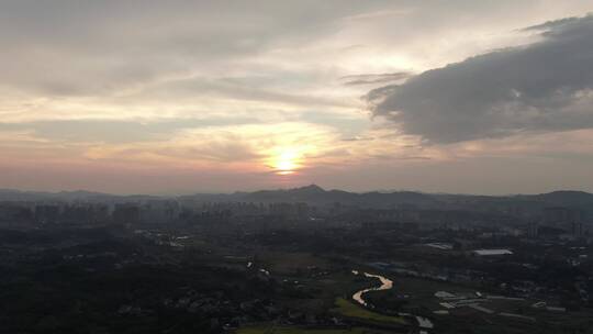 城市风光高楼建筑夜景交通航拍