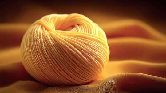 柔软毛线球静置于丝绸之上