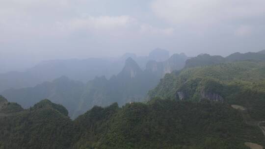 航拍大山峡谷山顶森林