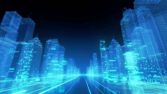 光带穿过未来科技城市 高速互联网发展4k