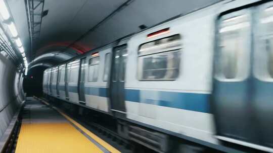 现代无人驾驶地铁穿梭城市