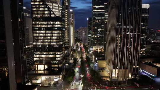 城市写字楼加班夜景航拍