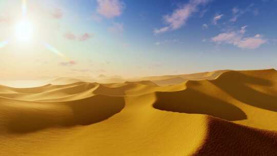 绿洲 荒漠 日落 沙丘