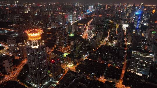 上海浦西夜景航拍