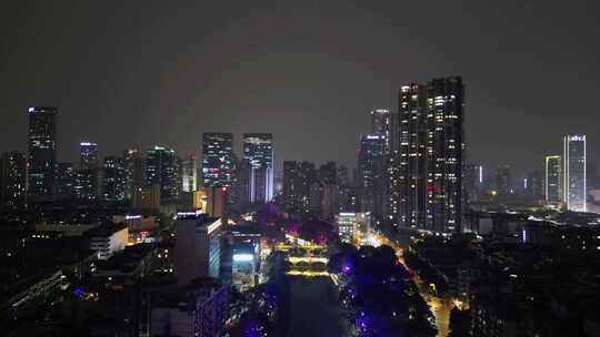 航拍成都锦江区春熙路商圈夜景