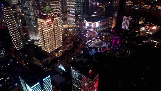 上海陆家嘴夜景航拍