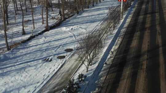 航拍雪景 唯美冬日空镜 立冬 冬至节气